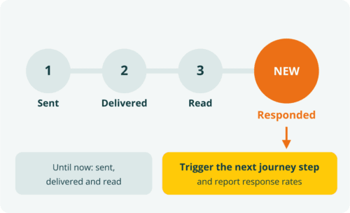 Notification statuses: sent, delivered, read and the new Responded status, which can trigger the next journey step